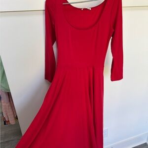 Reformation Vibrant Red Long Sleeve Dress STRETCHY!